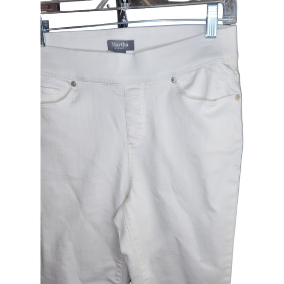 Martha Stewart Women's Jeans Size 8 White Knit Denim Ankle Pull On Elastic NWOT - Picture 10 of 16